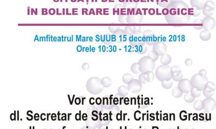Seminar “Situatii de urgenta in bolile rare hematologice”: 15 decembrie, Bucuresti
