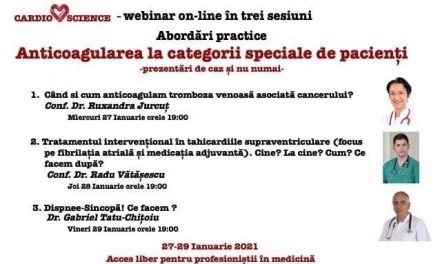 Nou webinar marca CARDIOSCIENCE: Anticoagularea la trei categorii speciale de pacienți