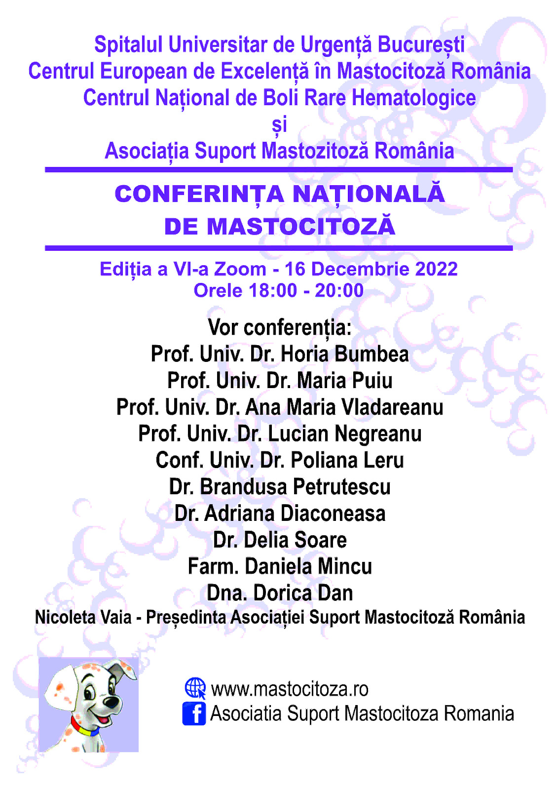 Asociația Suport Mastocitoză România organizează a VI-a ediție a Conferinței Naționale de Mastocitoză - Boli Rare