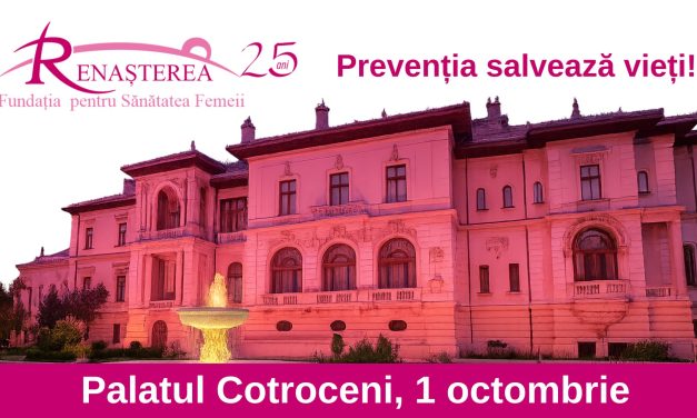 Fundația Renașterea a îmbrăcat Palatul Cotroceni în culoarea roz, de ziua luptei împotriva cancerului de sân